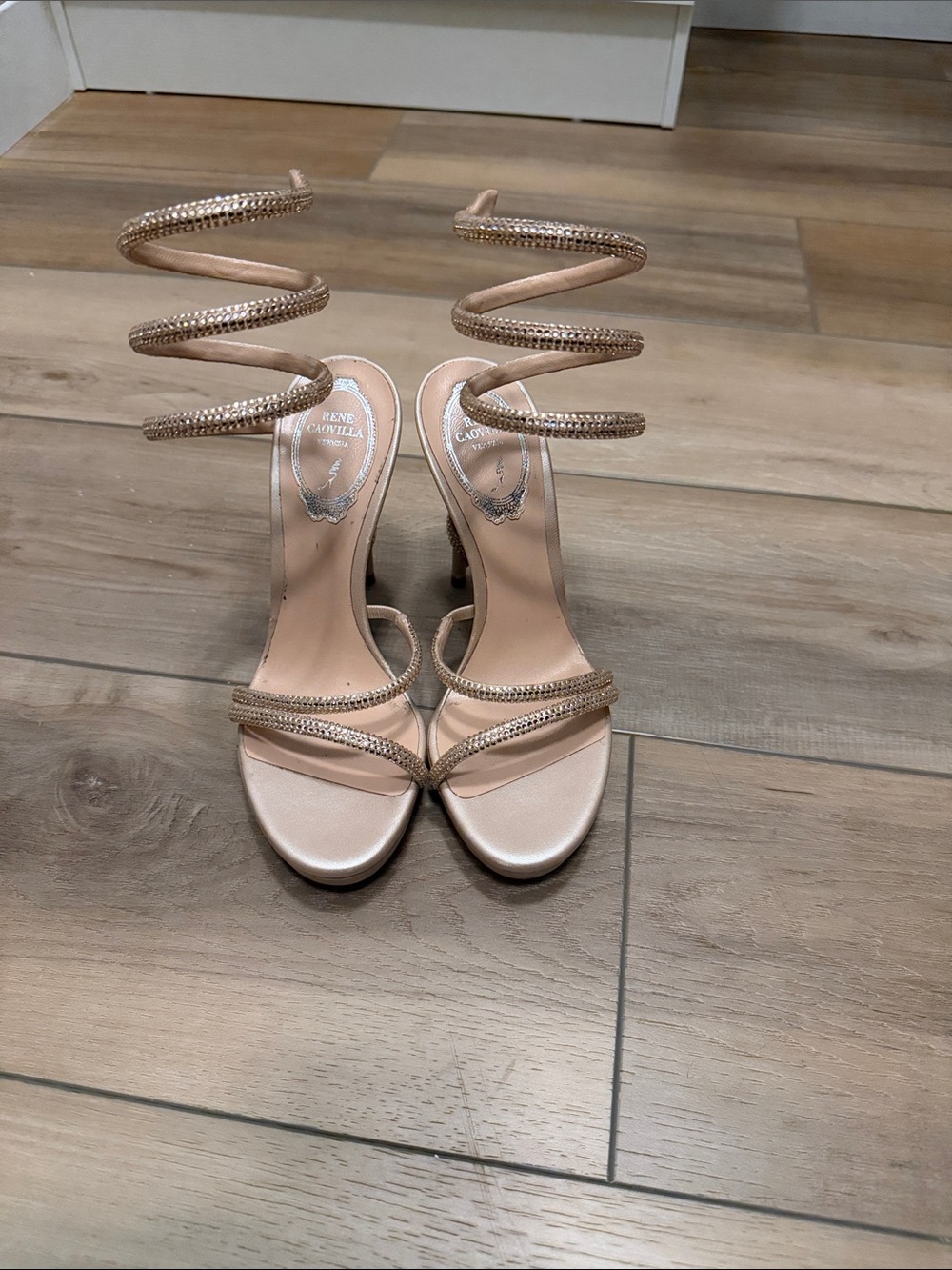 Rene Caovilla Margot Gold Embellished Platform Heel